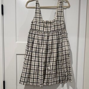 Urban Outfitters Black and Cream Plaid Midi Dress